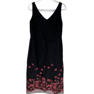 Laura Ashley Silk Midi Dress Blck Rose Floral Border 10 Romantic Gothic Wedding